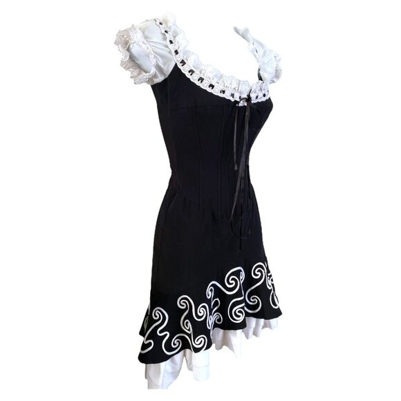 Mara Margo Paris Corset Mini Milkmaid Dress Small-S Black White -EU38-Small/S - Picture 4 of 16
